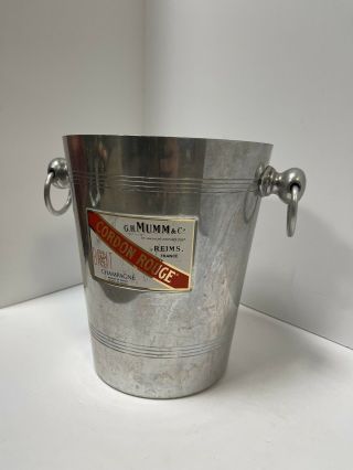 Vintage G.  H.  Mumm & Co - Cordon Rouge Brut Champagne Ice Bucket - Silver Metal