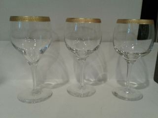 Lenox Royale Set Of (3) Vintage Wine Glasses With Gold Filigree Rim