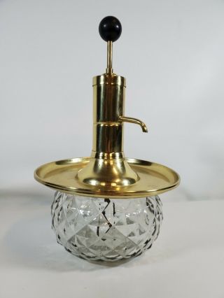 Vintage Park Sherman Co Brass & Glass Liquor Pump Decanter,  Dispenser B5