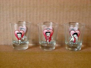 Betty Boop Shot Glasses Three (3) Piece Set Hearts Designs 1