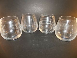 Set Of 4 Mikasa Crystal Cheers Stemless Wine Glasses Ghs02 - 403 With Tags