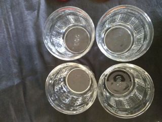 Set of 4 Vintage Luminarc 500 Glass Tumblers 10 Panel 12oz Clear and 2 lids 3