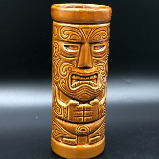 Tiki Farm Mondo Maori Cocktail Mug,  Brown Ceramic Cup,  Designed By Squid,  2003