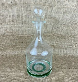 Vintage Clear Hand Blown Glass Liquor Decanter With Stopper