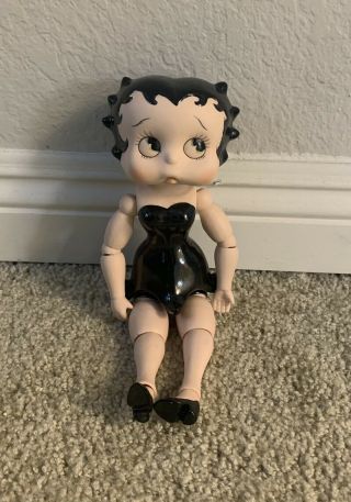 Vintage Vandor Betty Boop Movable Jointed Porcelain Doll In Black Dress.  So Cute