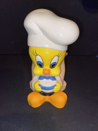 Tweety Bird Warner Brothers Kitchen Collectible Ceramic Utensil Holder Chef 1996
