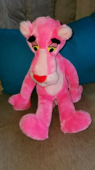 Pink Panther Plush Cat Stuffed Animal Cartoon Toy Mighty Star 1980 Vintage