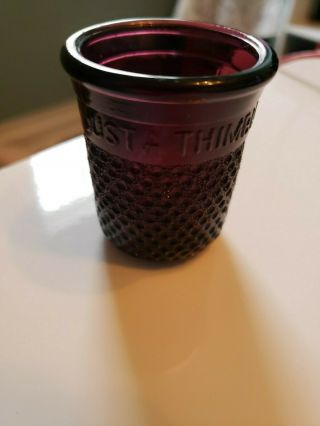 Vintage Rare Purple Glass " Just A Thimble Full " Shot Glass Rare $$$