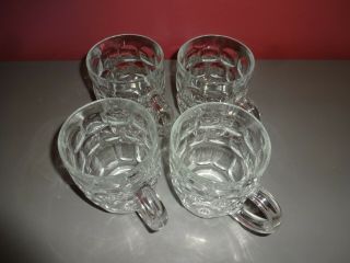 Vintage Set Of 4 Arcoroc France Clear Glass Dimple Barrel Beer Mug Stein Glasses