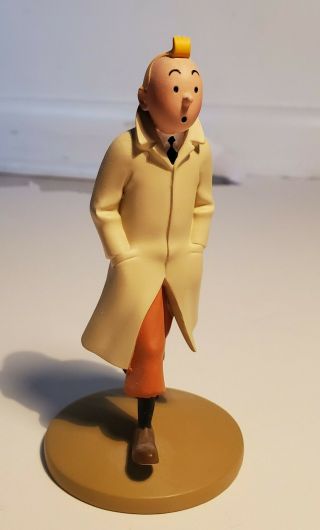 Tintin In Trenchcoat Polyresin Figurine Official Tintin Product
