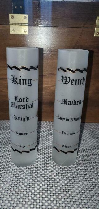 Set Of 2 Medieval Times Dinner & Tournament Large Frosted Shot Glasses
