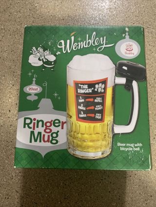 Wembly “ringer Mug” 20oz Glass Beer Mug With Bicycle Bell