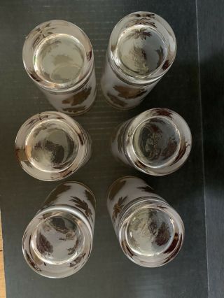 Set of 6 Vintage LIBBEY Gold Leaf Frosted Glasses 5 - 1/2” Tall VGUC 3