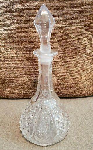 8.  5 " - - Vintage Diamond Cut Glass Crystal Decanter With Stopper