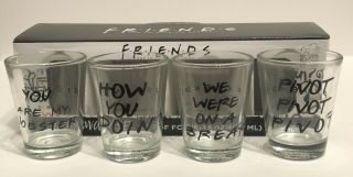 Friends TV Series Show Set of 4 Glassware Shot Glasses 1.  5oz WB NIB Collectible 2