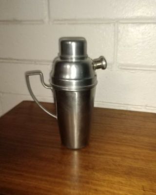 Vintage Small 7 1/2 " H Art Deco Aluminum German Cocktail Shaker 1920s Rare Corked