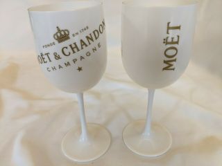 Moet Chandon Ice Imperial White Acrylic Champagne Glass Goblet Flute X 2