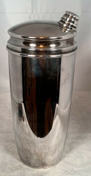 Tall Art Deco Wallace Silverplate Cocktail Shaker In Near 1 Qt