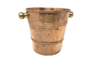 Vintage Douro Copper & Brass Ice Bucket W/ Brass Handles Made In Portugal
