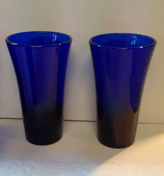 Vintage Mid Century Modern Cobalt Blue Double Shot Glasses Set of 7 3