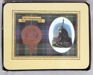Vintage Clan Farquharson Scottish Cork Coasters Set Of 6 Manor Craft England