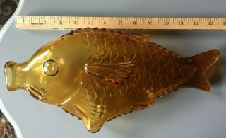 Vintage Large Amber Glass Fish Art Glass 13 1 