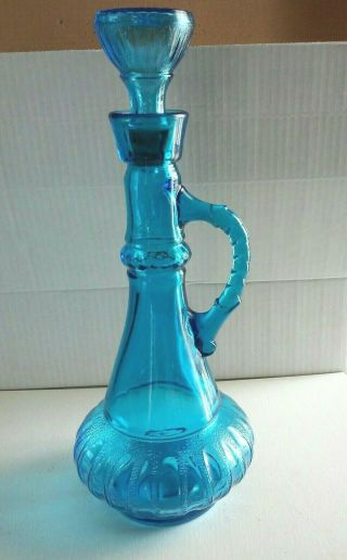 Vintage Jim Beam 1973 Blue Glass " Genie " Liquor Decanter W/stopper