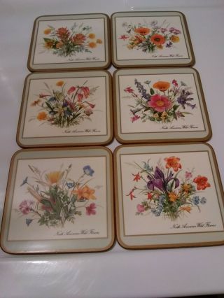 Vintage Pimpernel North American Wild Flowers.  Set Of 6 Coasters.