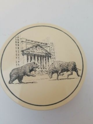 Vintage Barlow Bull & Bear Drink Coasters Rare Made In Usa