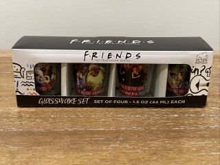 Friends Tv Series - Christmas - Set Of Four 1.  5 Oz Shot Glasses /