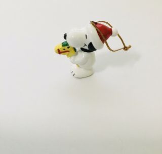 Vintage Peanuts Snoopy On Stick Horse Ceramic Christmas Ornament