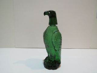Vintage Green Glass American Eagle Decanter Bottle (with Shot Glass Head)