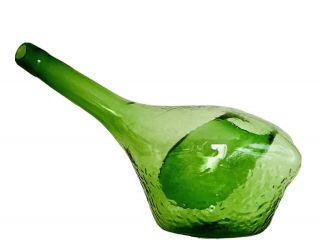 Vintage Hand Blown Green Glass Wine Decanter Carafe With Ice Chamber Chiller