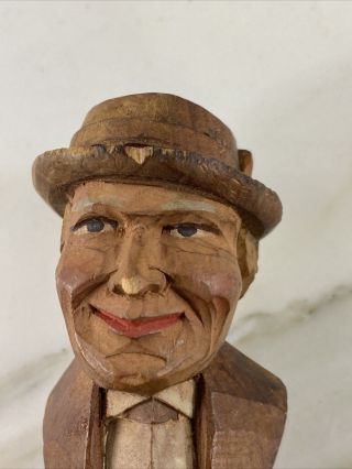2 Vintage Wood Hand Carved Figural Old Men Wine Bottle Stoppers 3