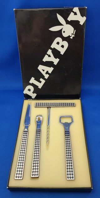 Vintage Playboy 4 Piece Stainless Steel Bar Set