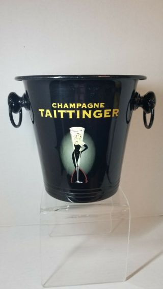 Vintage Taittinger Champagne Bucket Black Made In France Vogalu