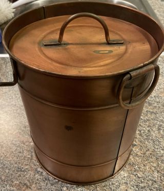Vintage Style Copper & Brass Ice Bucket Insulated White Plastic Lining