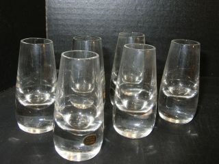 Set Of 6 Mid - Century Heavy Base Crystal Shot Glasses.  Made In West Germany