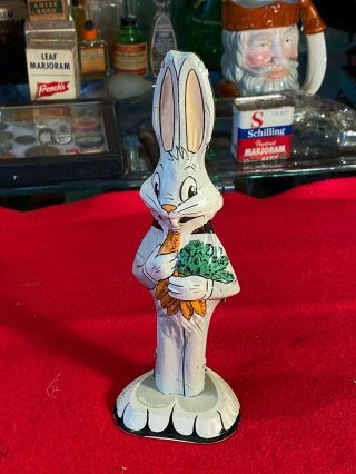 E1) Vintage Tin Toy Bugs Bunny Rabbit Warner Brothers Co Sound Slide 9 " Tall