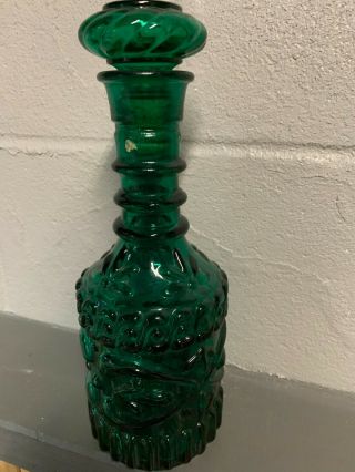 Jim Beam Vintage 60s Green Glass Bonded Empty Bourbon Whiskey Bottle Decanter