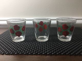 3 Vintage Four Roses Bourbon Whiskey Shot Glasses One Shot