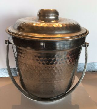 Vintage Italian Ice Bucket - Italy Hammered Aluminum