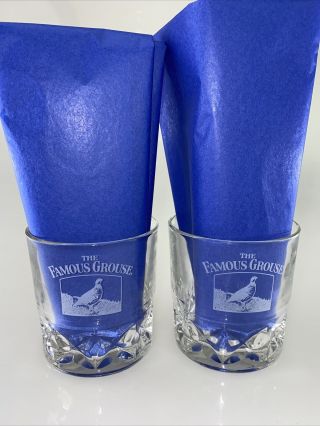 2 The Famous Grouse Scotch Whiskey Rocks Bar Barware Glasses France