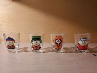 Vintage South Park Shot Glasses Set Of 4 Stan,  Kyle,  Cartman And Kenny 1997