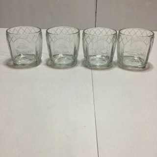 Crown Royal Low Ball Set Of 4 Glass Tumblers/glasses Window Pane Design 3 - 1/4 "
