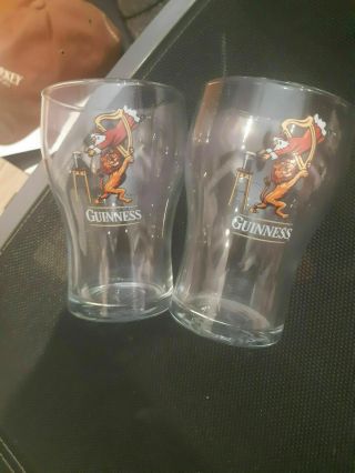 Guinness Irish Stout Glasses X 2 (pint Glass) Xmas Edition - Rare As