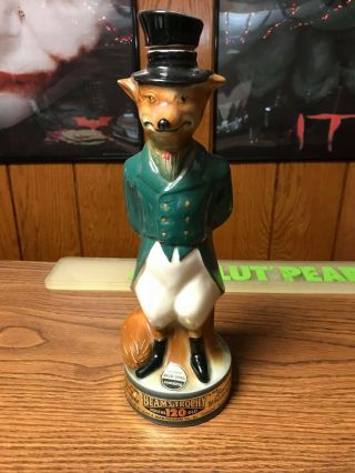 1965 Jim Beam Empty 4/5 Quart Fox In Forest Green Suit Regal China Decanter