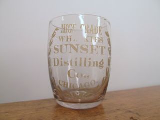Antique Sunset Distilling Co. ,  Chicago,  Advertising Shot Glass Pre Pro