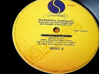 Madonna - Material Girl 7 " Vinyl Promo (spanish Pressing With Swapped Labels)