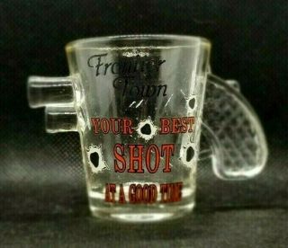 Frontier Town Ocean City Maryland Shot Glass Bar War 3d Gun Handle Town Souvenir